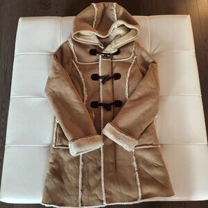 Faux suede Sherpa Girl Hooded Jacket/Coat Beige Color size S/P 7-8